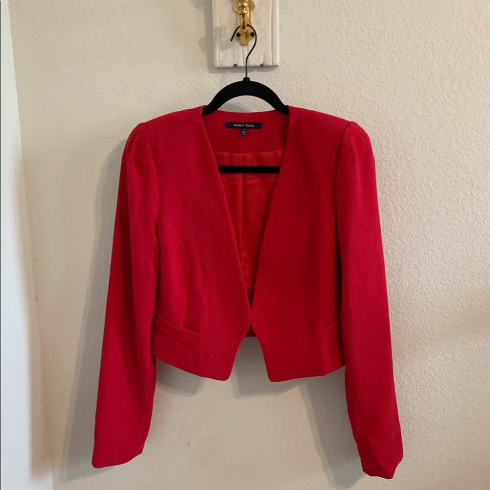 Sweet Rain Cropped Red Blazer Size M